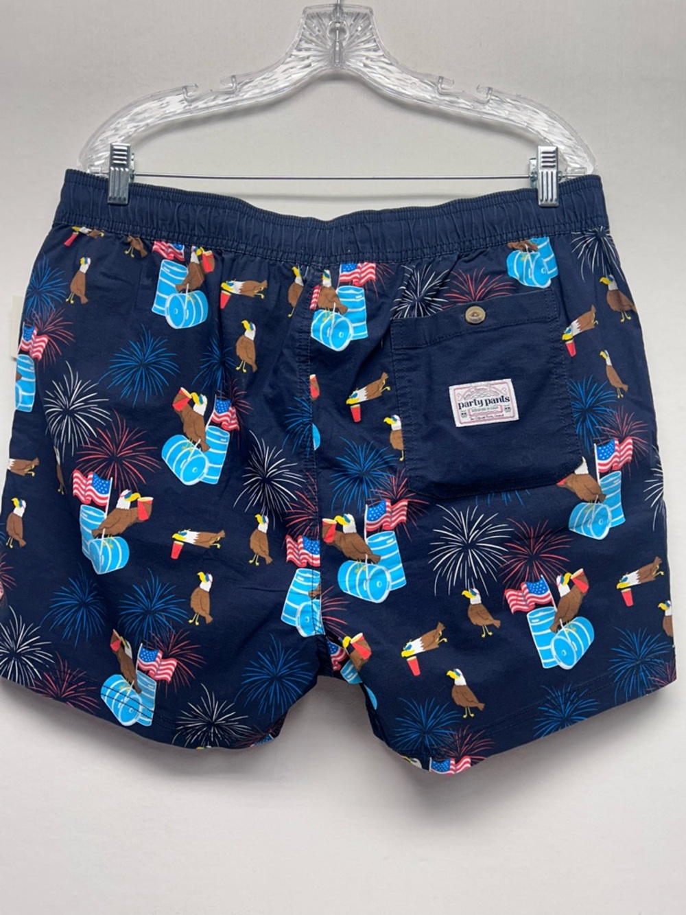 Navy Patriotic Eagle Print Swim Trunks Party Pants XL NWT - Picture 3 of 12